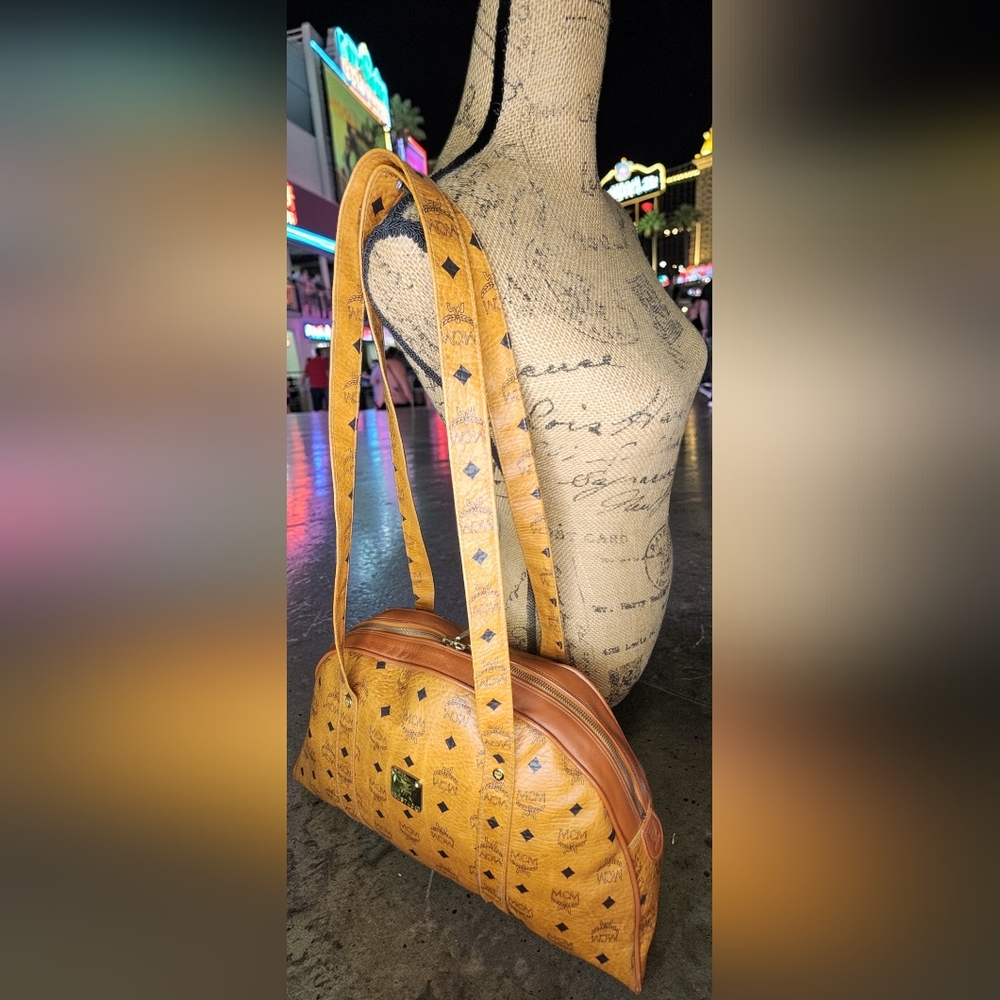 MCM Vintage Cognac Monogram Visetos Dome Zip Tote LARGE - Picture 7 of 16